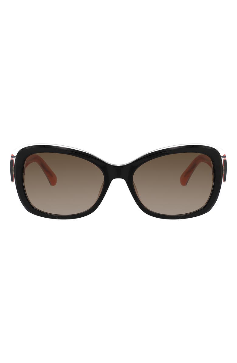 Kate Spade New York elowen 55mm gradient rectangular sunglasses, Main, color, Black Pink/ Brown