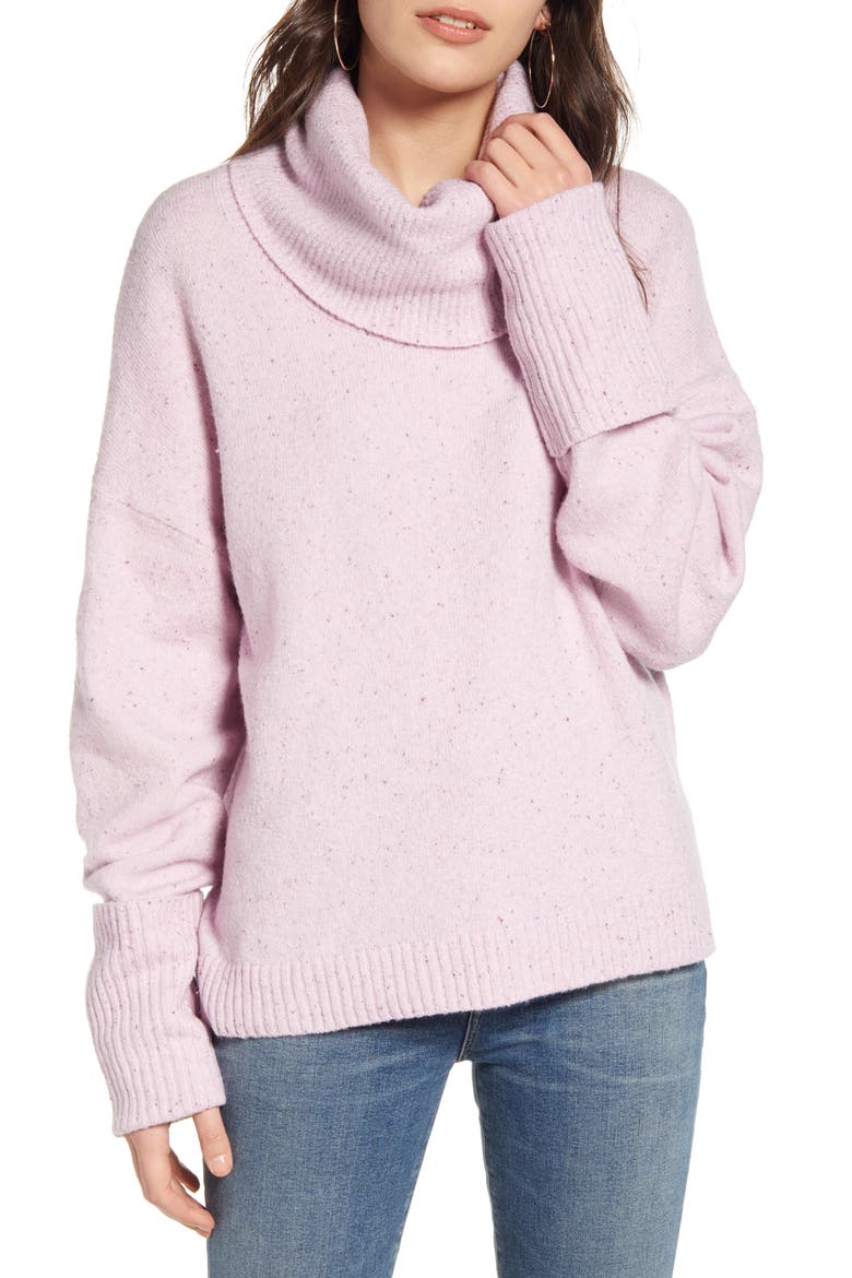 Cowl Neck Sweater, Main, color, PINK WINDSOME COMBO