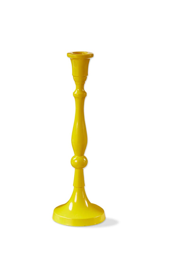 Zahra Large Yellow Taper Candle Holder Aluminum Everyday Decor, Main, color, Yellow