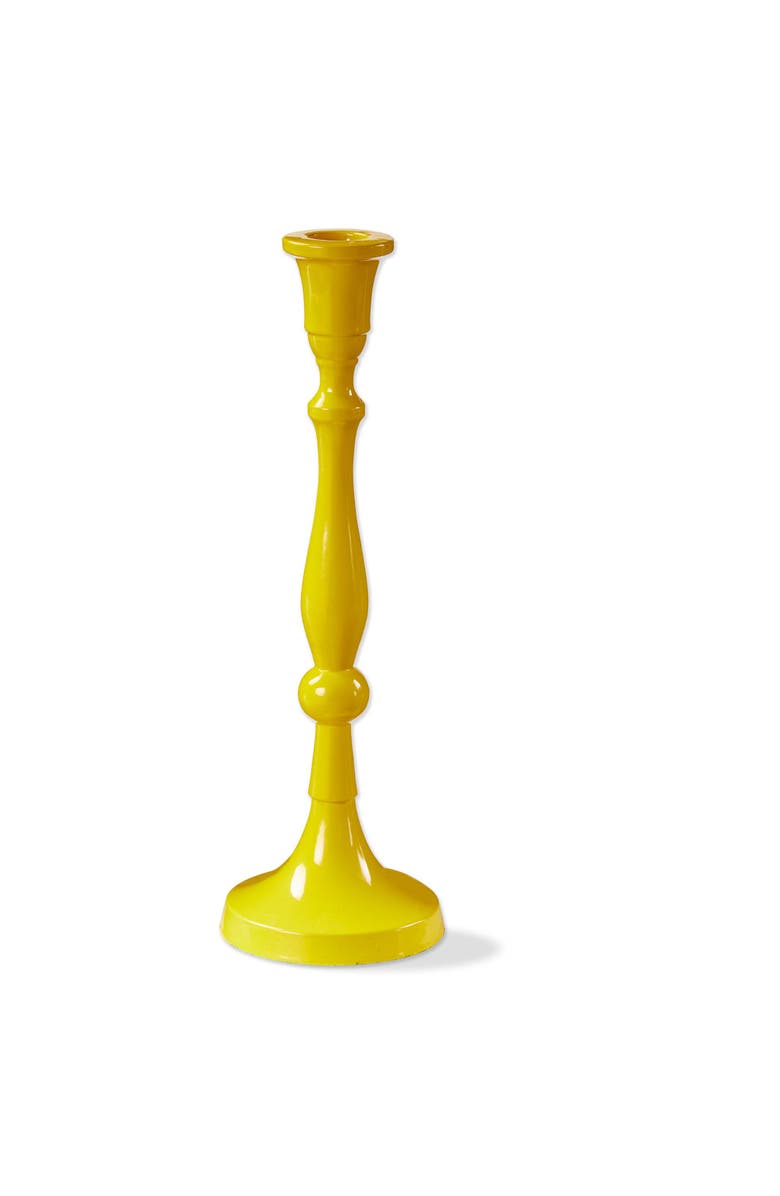 tag Zahra Large Yellow Taper Candle Holder Aluminum Everyday Decor, Main, color, Yellow