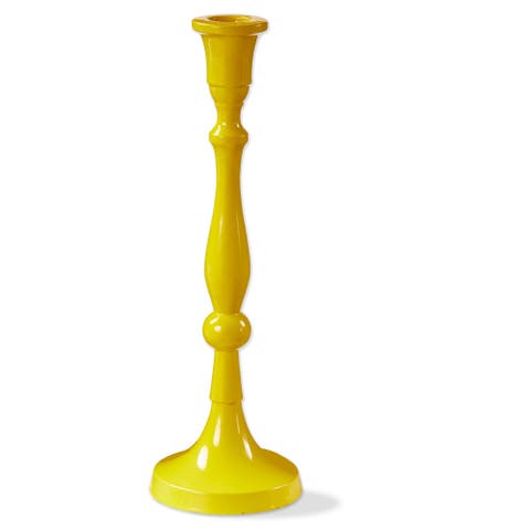 Zahra Large Yellow Taper Candle Holder Aluminum Everyday Decor