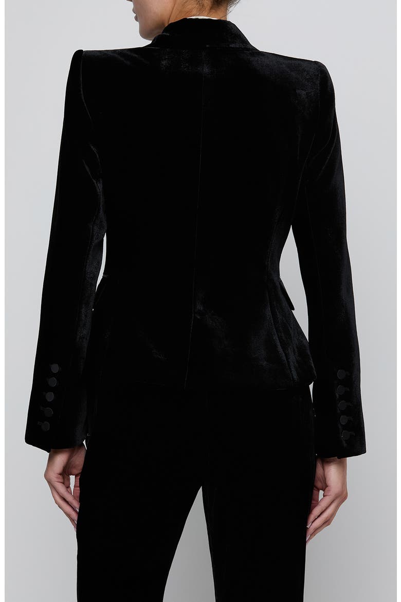 Philippa Velvet Tuxedo Blazer, Alternate, color, BLACK