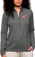 ANTIGUA Women's Antigua Heather Charcoal Detroit Red Wings Primary Logo Epic Quarter-Zip Pullover Top