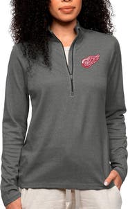 ANTIGUA Women's Antigua Heather Charcoal Detroit Red Wings Primary Logo Epic Quarter-Zip Pullover Top