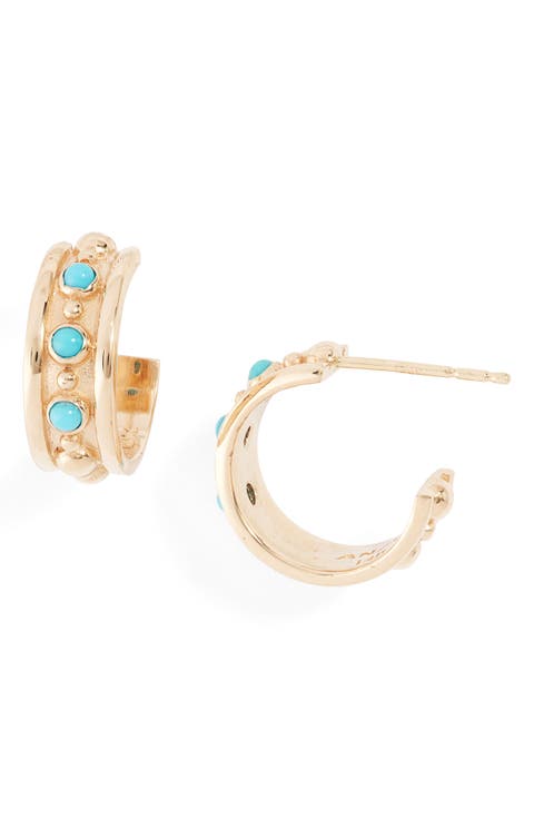 Dew Drop Marine Huggie Hoop Earrings