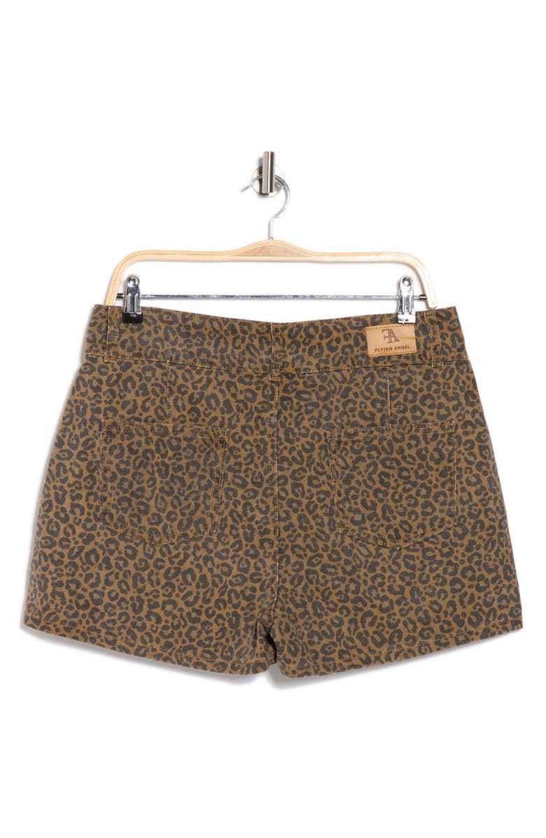 FLYING ANGEL Leopard Print Denim Skort, Alternate, color, Brown Leopard