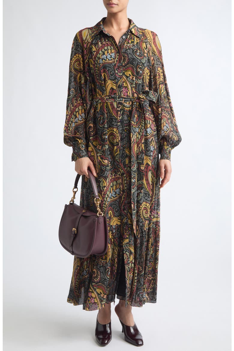 Printed Midi Dress, Alternate, color, PRINT ON BLACK BASE