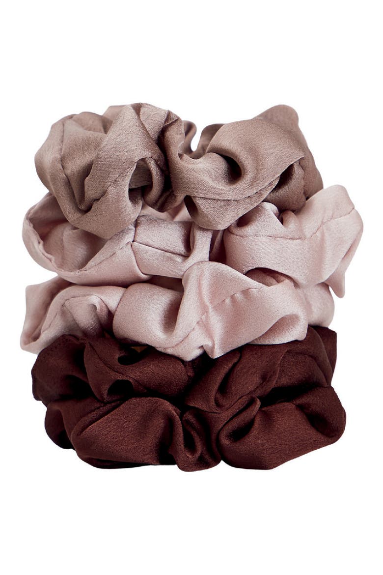 Satin 5-Pack Sleep Scrunchies, Main, color, CAMEO