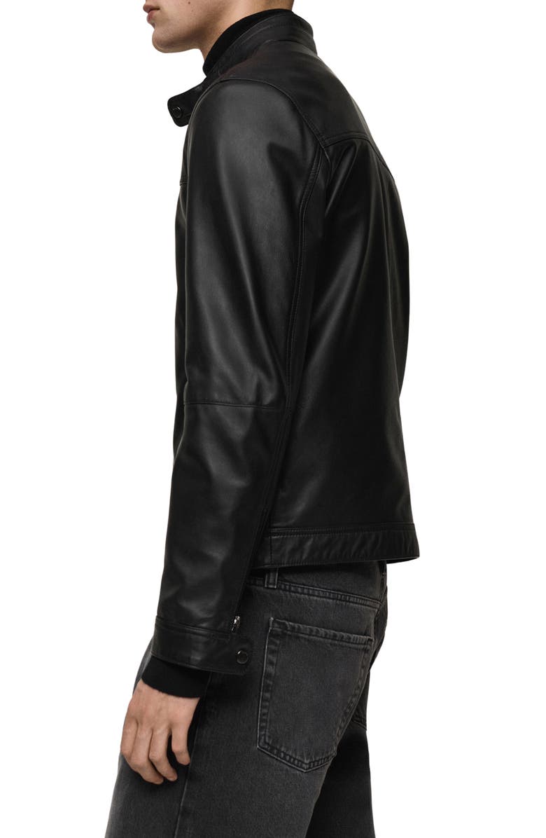 MANGO Leather Biker Jacket, Alternate, color, 