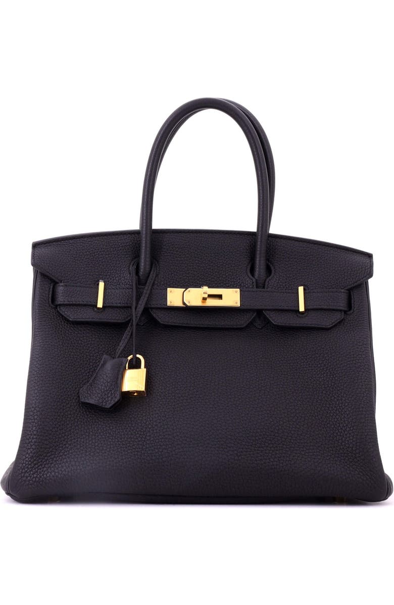 Pre-Owned Hermes Birkin Handbag Black Togo with Gold Hardware 30, Main, color, Noir