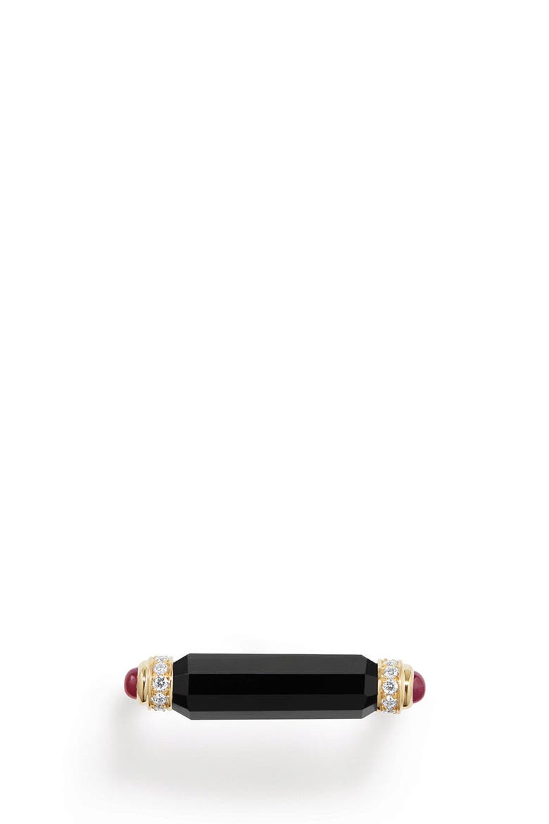 Barrels Ring with Diamonds in 18K Gold, Alternate, color, BLACK ONYX