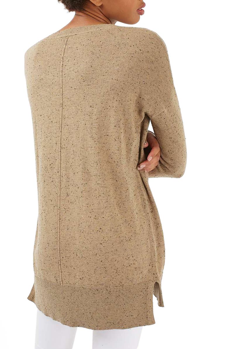 Topshop Lace V-Neck Sweater Tunic, Alternate, color, 