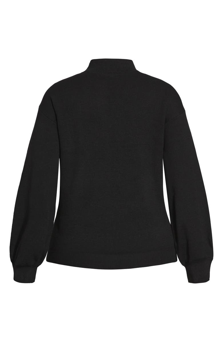 City Chic Keyhole Mock Neck Sweater, Alternate, color, Black