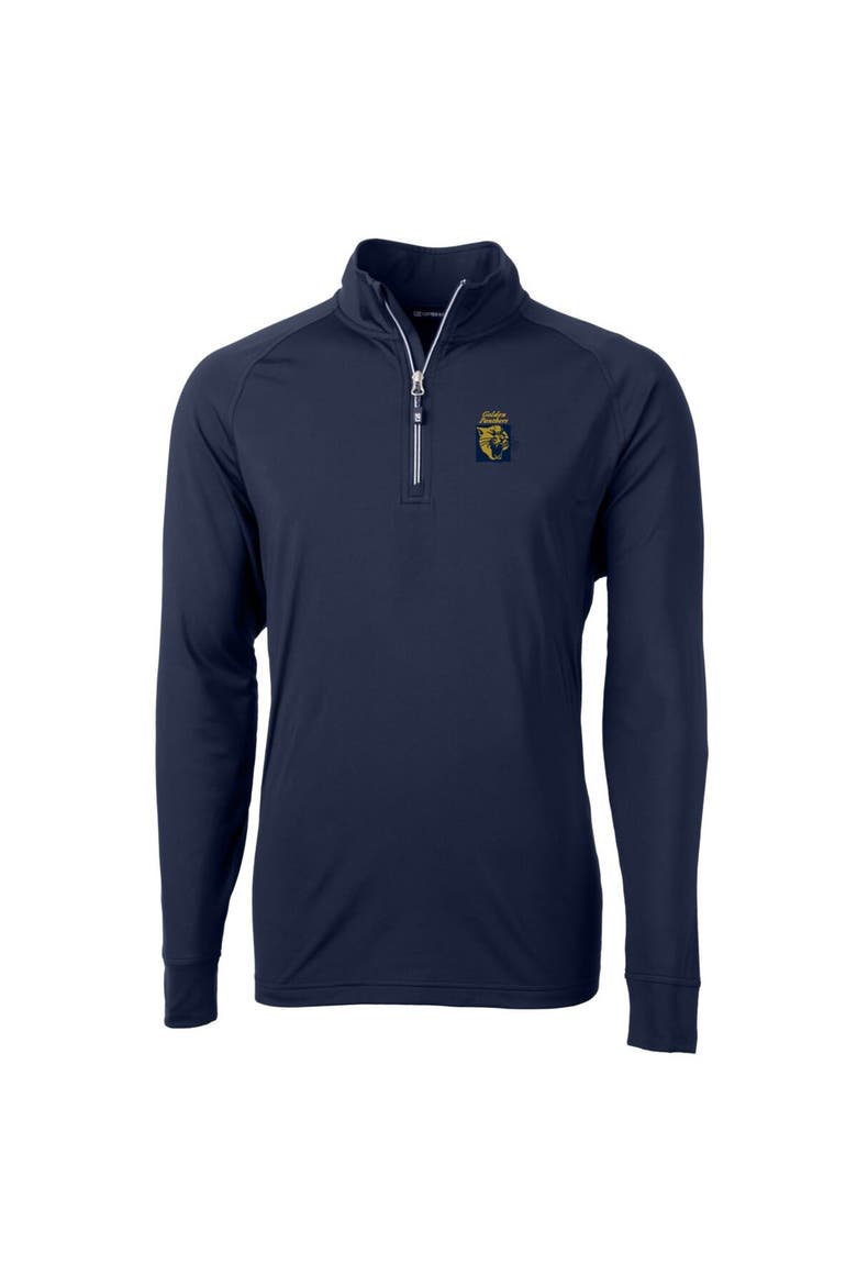 Men's Cutter & Buck Navy FIU Panthers Adapt Eco Knit Stretch Recycled Big & Tall Quarter-Zip Pullover Top, Alternate, color, Navy