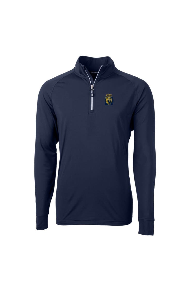 Cutter & Buck Men's Cutter & Buck Navy FIU Panthers Adapt Eco Knit Stretch Recycled Big & Tall Quarter-Zip Pullover Top, Alternate, color, 
