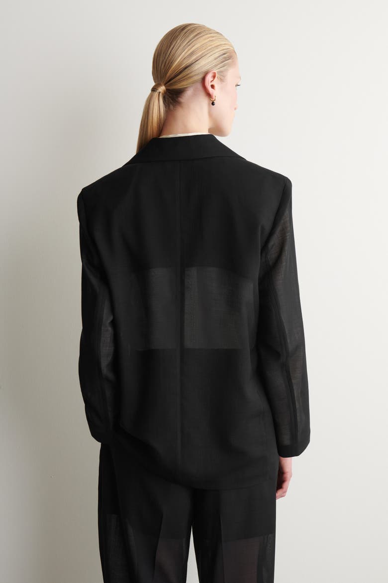 Fluid Wool-voile Blazer, Alternate, color, BLACK