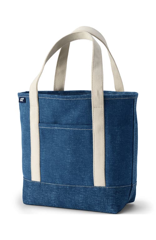 Lands' End Medium Solid Color 5 Pocket Open Top Canvas Tote Bag In Blue