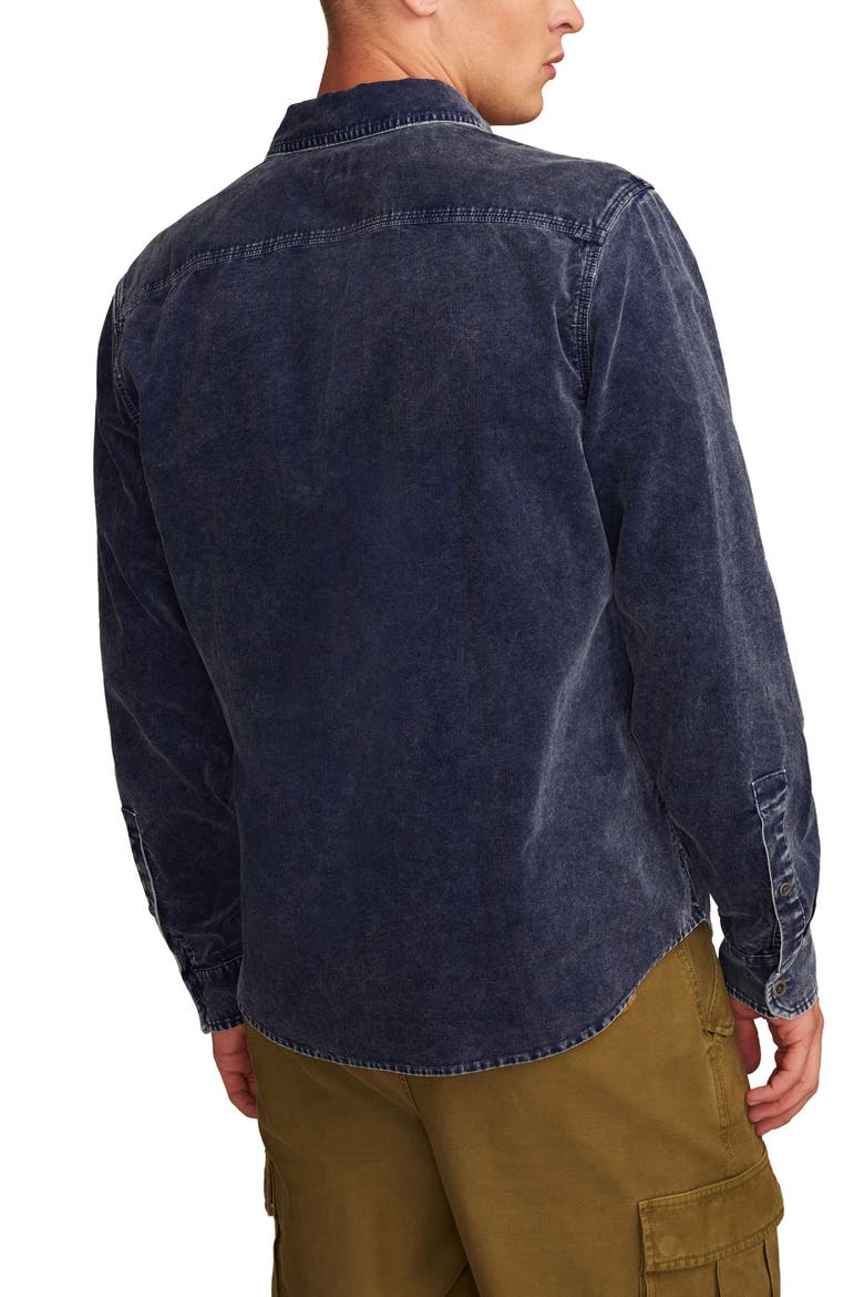 Indigo Cotton Corduroy Button-Up Shirt, Alternate, color, INDIGO