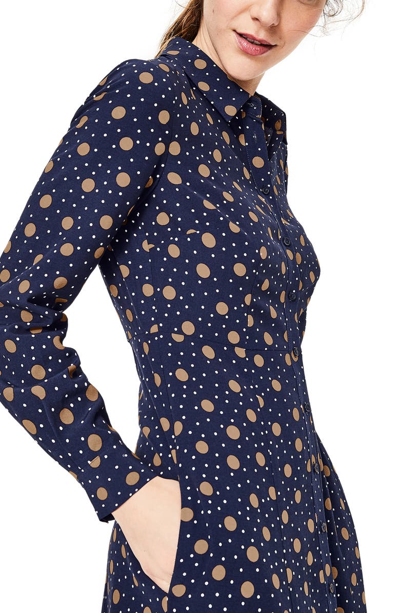 Boden Polka Dot Midi Shirtdress, Alternate, color, 