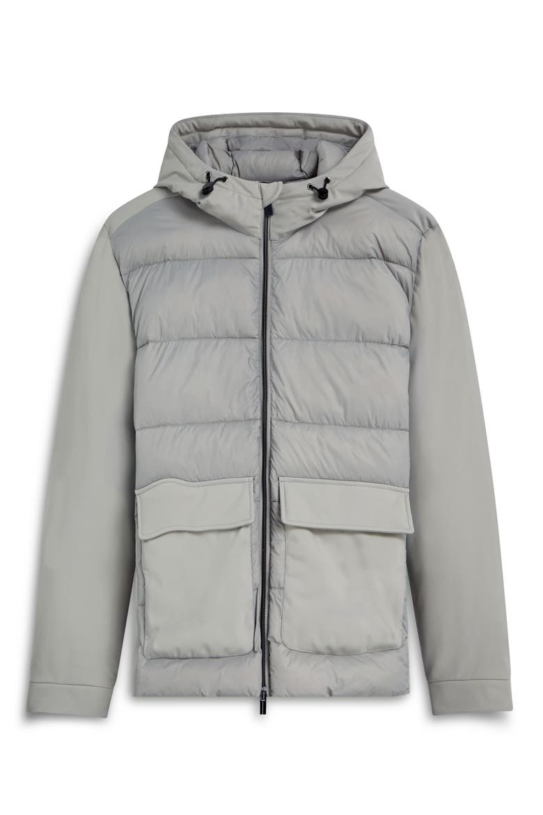 Water Resistant Hooded Puffer Jacket, Alternate, color, CEMENT