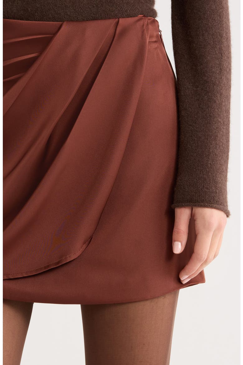 Catrina Satin Miniskirt, Alternate, color, RUST BROWN