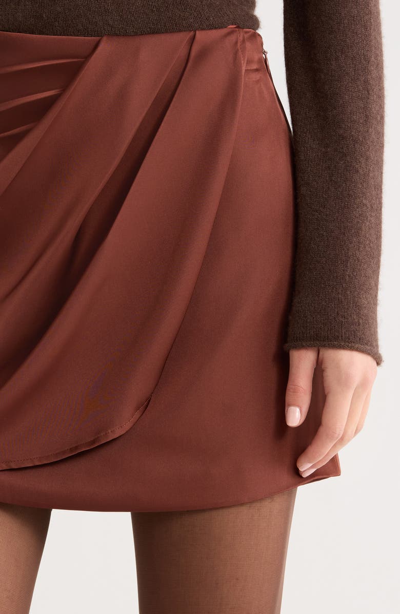ASTR the Label Catrina Satin Miniskirt, Alternate, color, Rust Brown