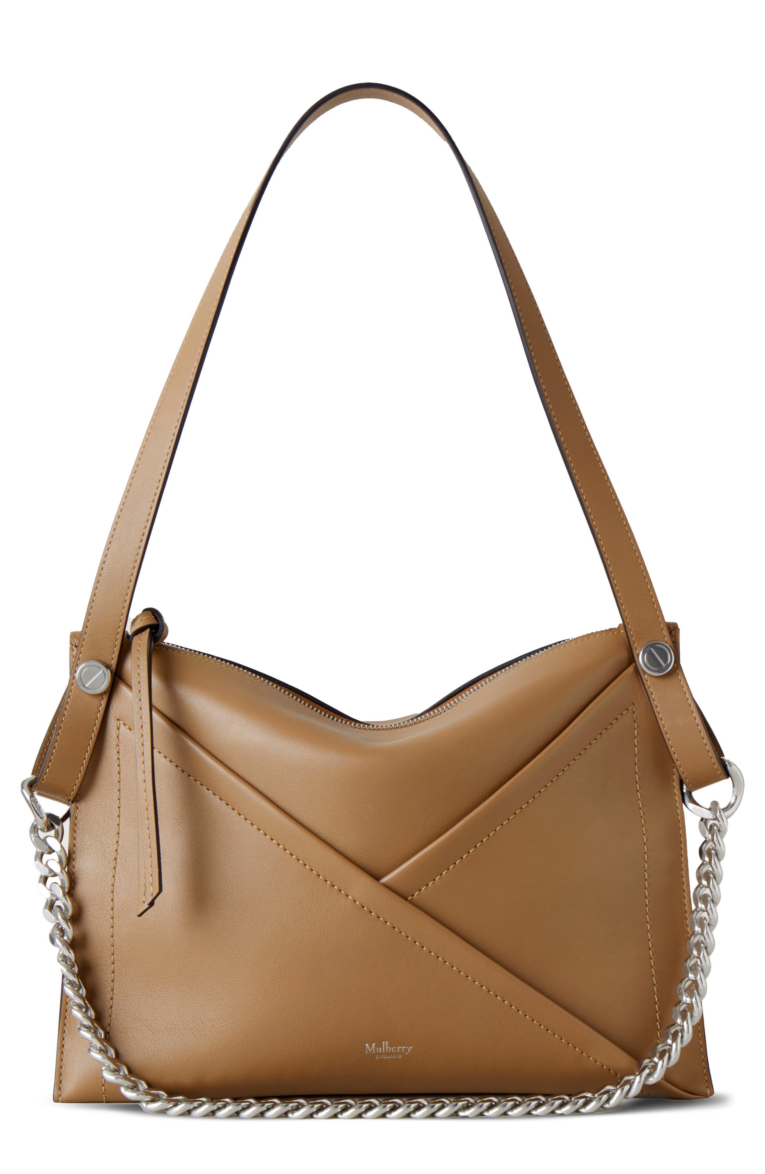 Mulberry Zipped Calfskin Leather Shoulder Bag, Main, color, 