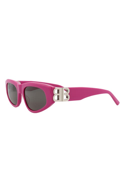 Balenciaga 53mm Rectangle Sunglasses In Fuchsia Silver Grey