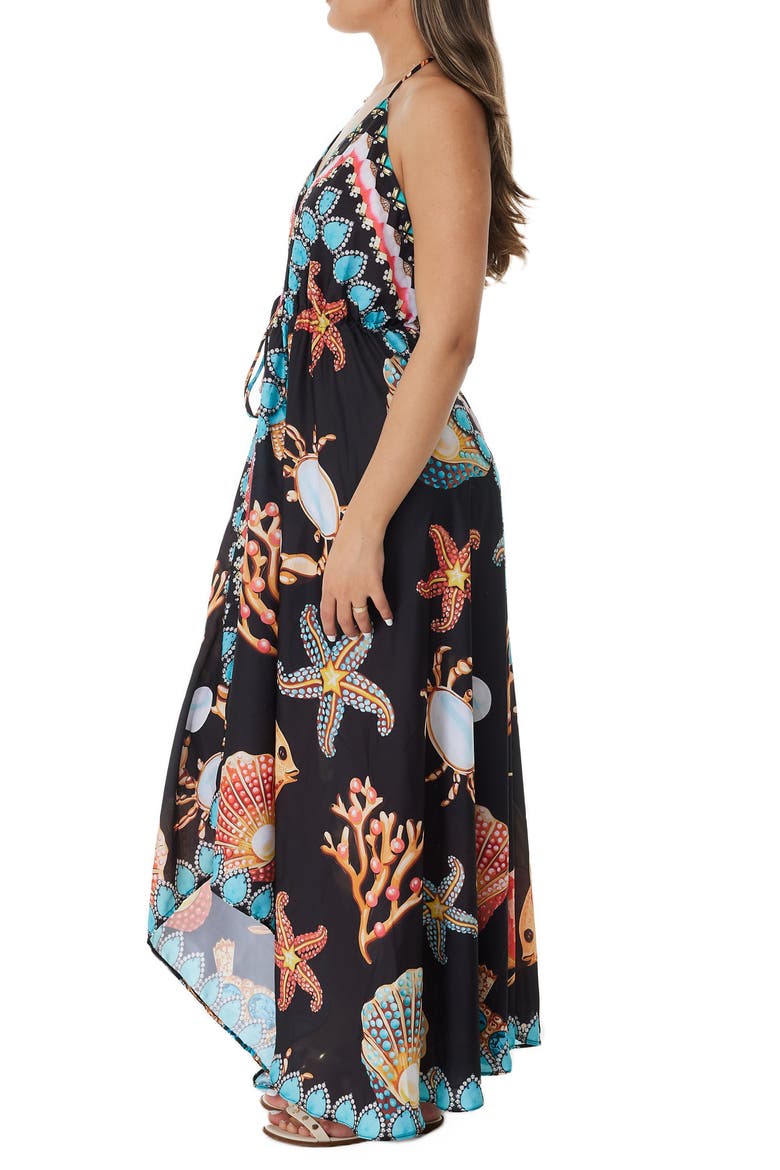 Starfish Halter Maxi Dress, Alternate, color, BLACK