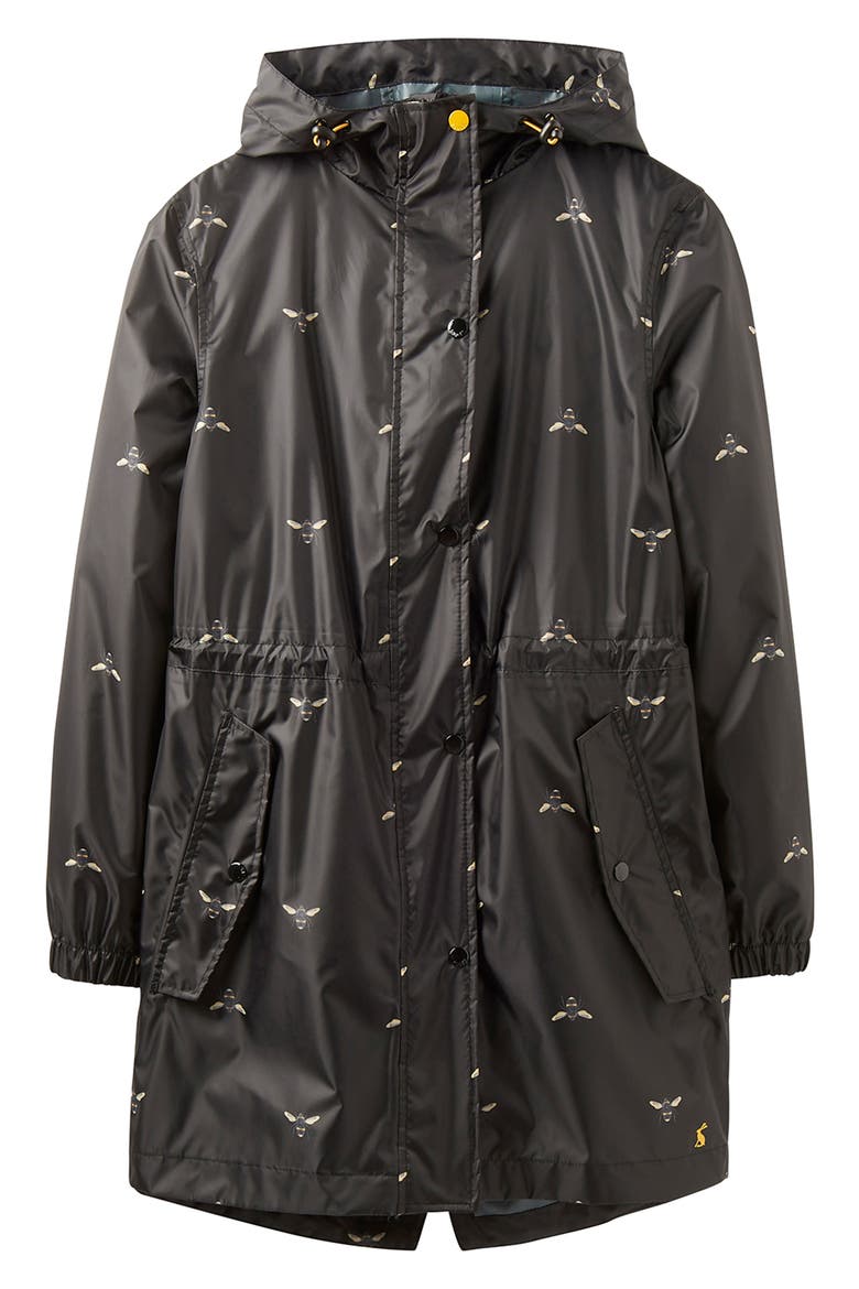 Right as Rain Packable Print Hooded Raincoat, Alternate, color, BLACK BOTANICAL BEES