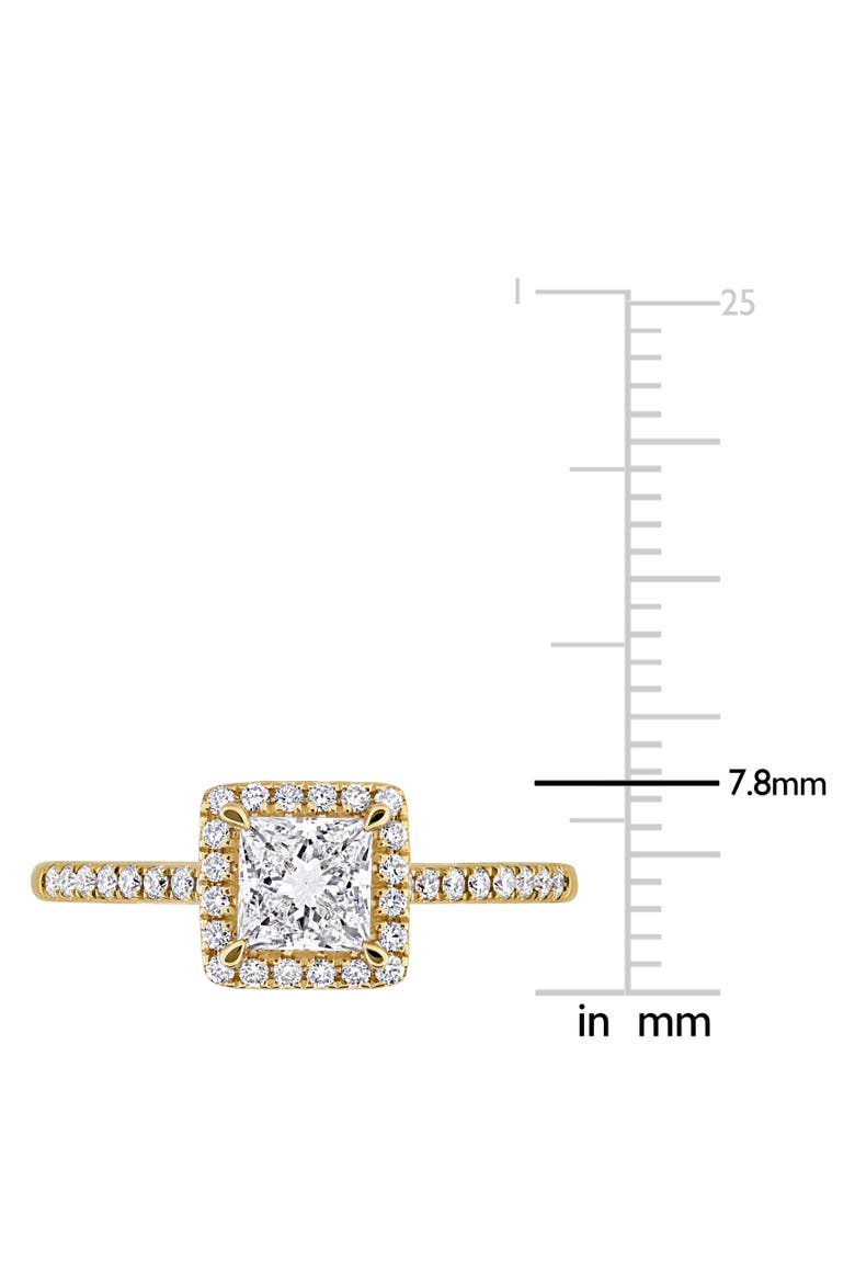 Lab-Grown Diamond Princess Halo Ring 14k, Alternate, color, Yellow Gold