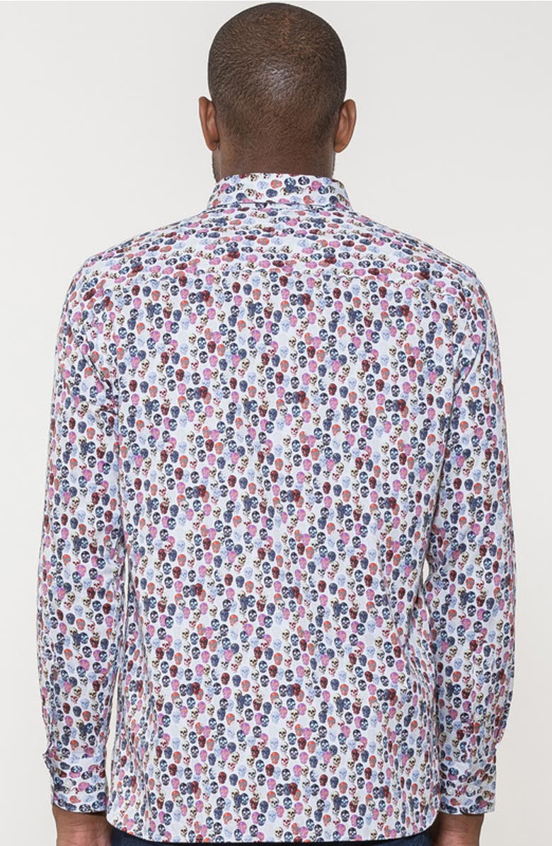 Luchiano Visconti Multi colored skull long sleeve woven shirt, Alternate, color, 