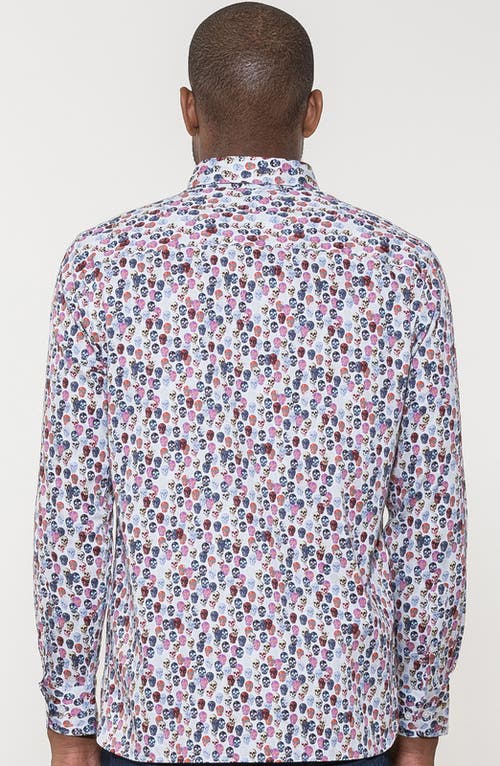 Luchiano Visconti Multi Colored Skull Long Sleeve Woven Shirt In Multi