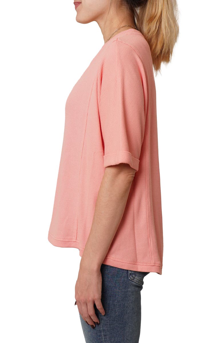 CYRUS Crewneck Elbow Sleeve Waffle Knit Top, Alternate, color, Peach Amber