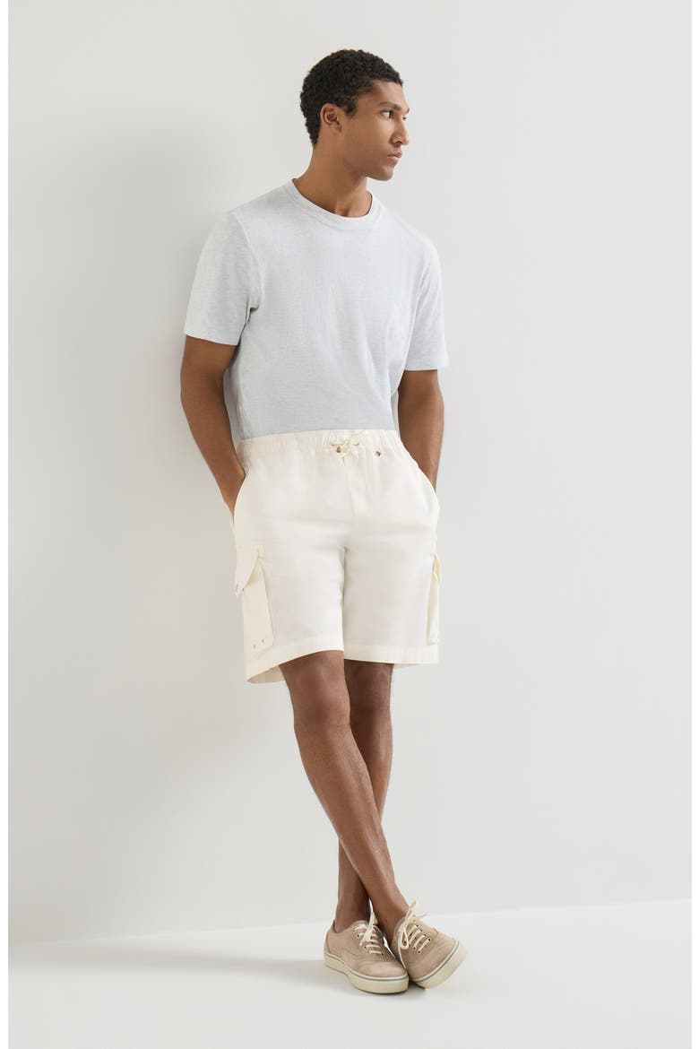 Gabardine Bermuda shorts, Alternate, color, Snow