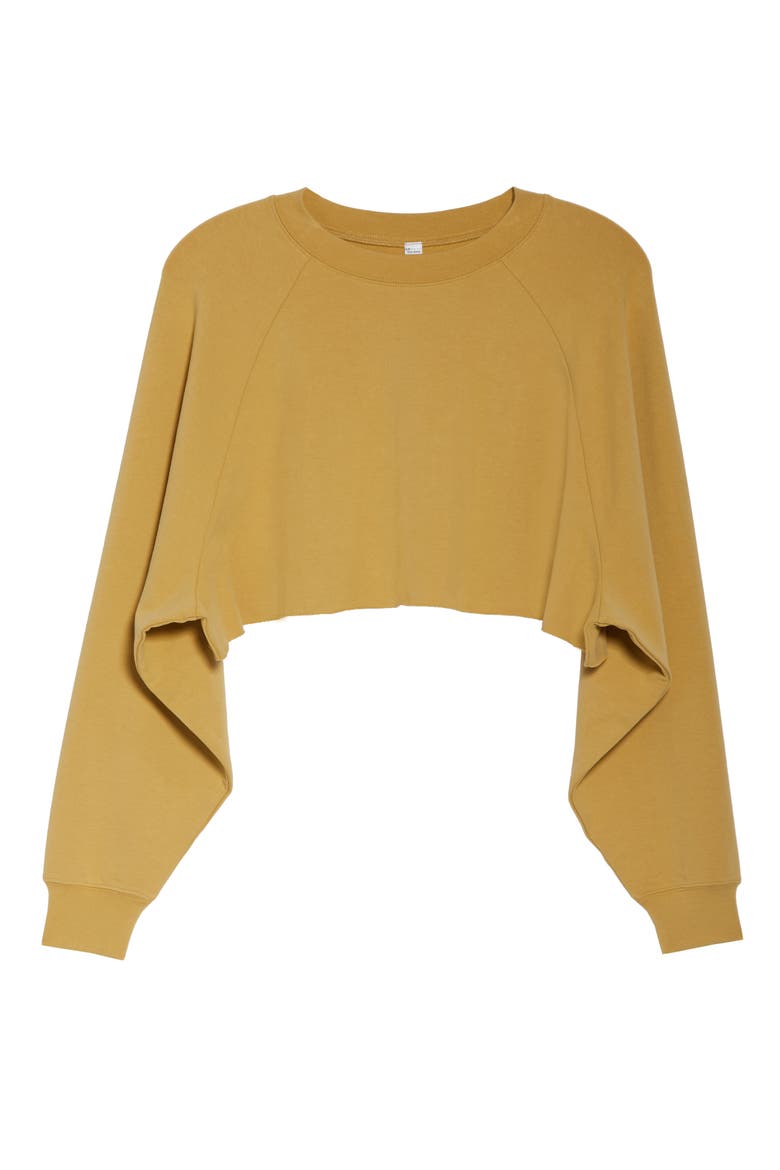 Double Take Crop Sweatshirt, Alternate, color, HONEY