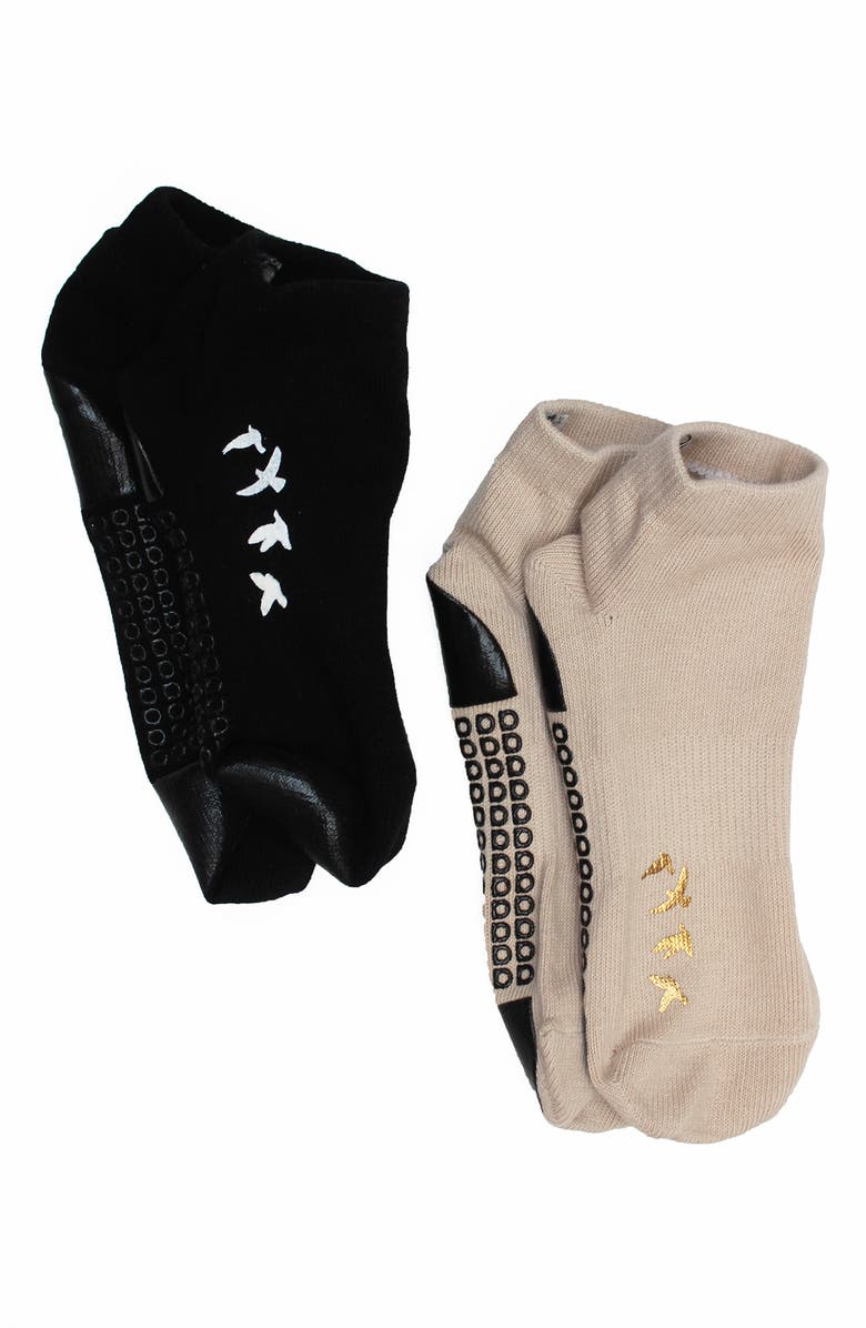 Arebesk Birdie Assorted 2-Pack Grip Ankle Socks, Alternate, color, Black Nude