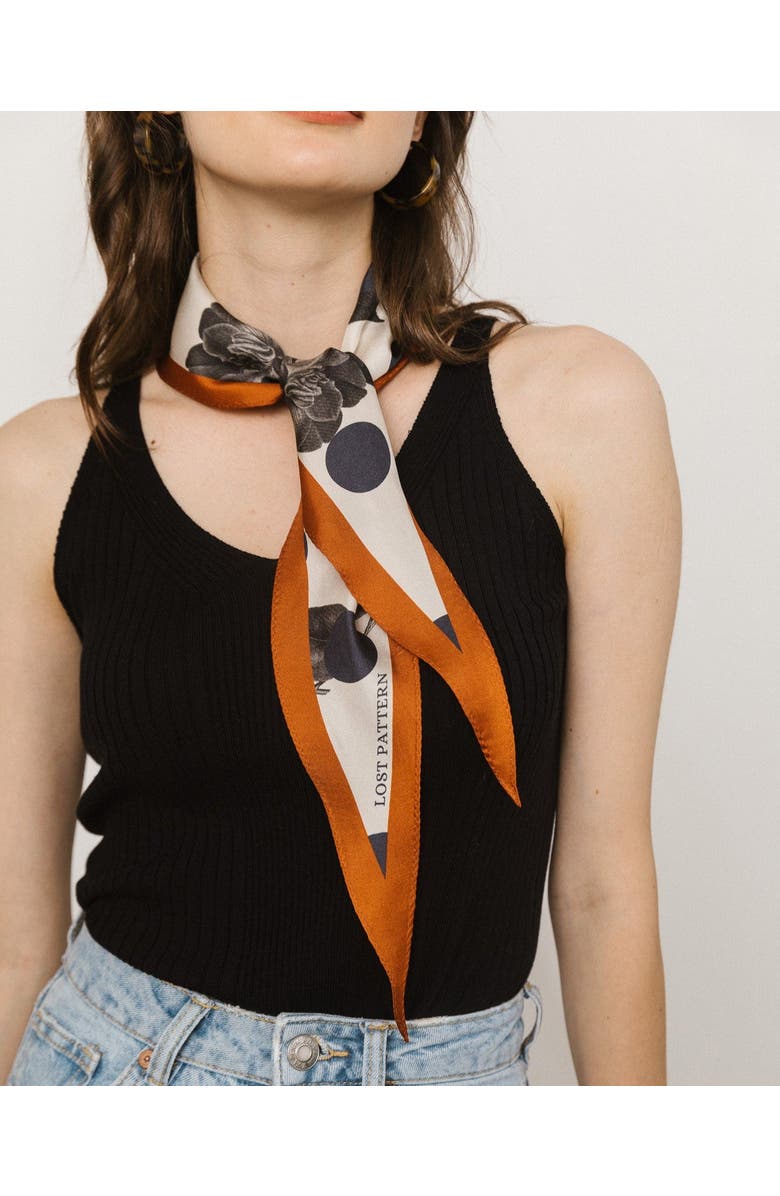 Lost Pattern NYC "Noir Floral" Silk Diamond Neckerchief, Alternate, color, Orange