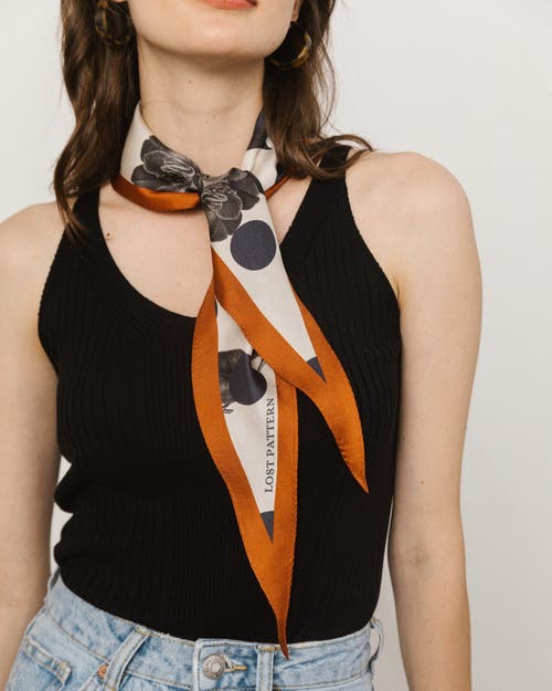 Lost Pattern Nyc "noir Floral" Silk Diamond Neckerchief In Multi