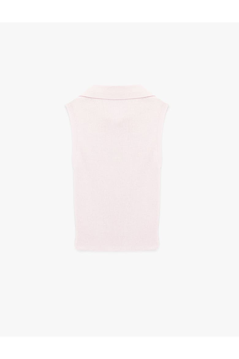 Sleeveless Ribbed Polo Knit Top, Alternate, color, PINK