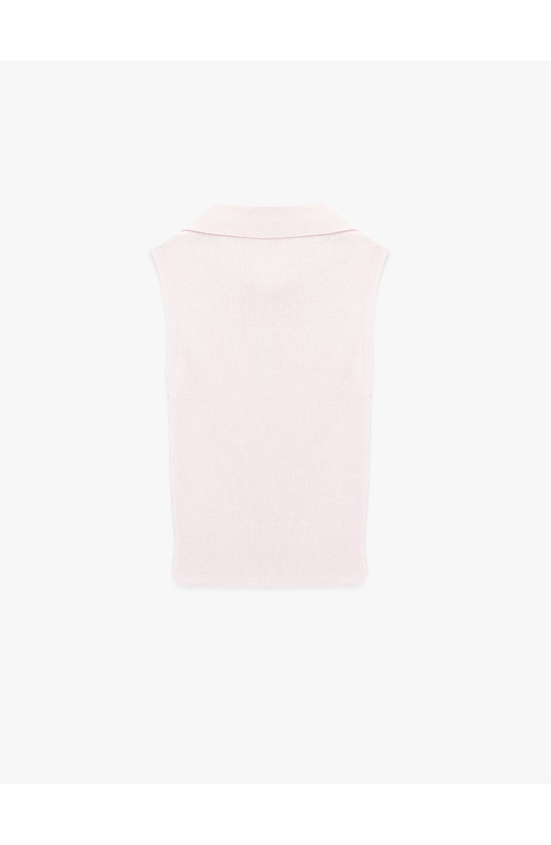 Koton Sleeveless Ribbed Polo Knit Top, Alternate, color, Pink