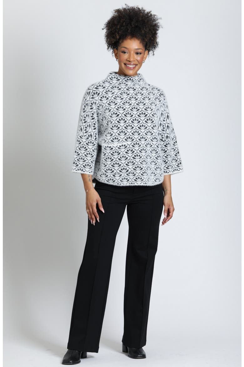 Abstract Floral Mock Neck Sweater, Alternate, color, MONOCHROME MOSAIC