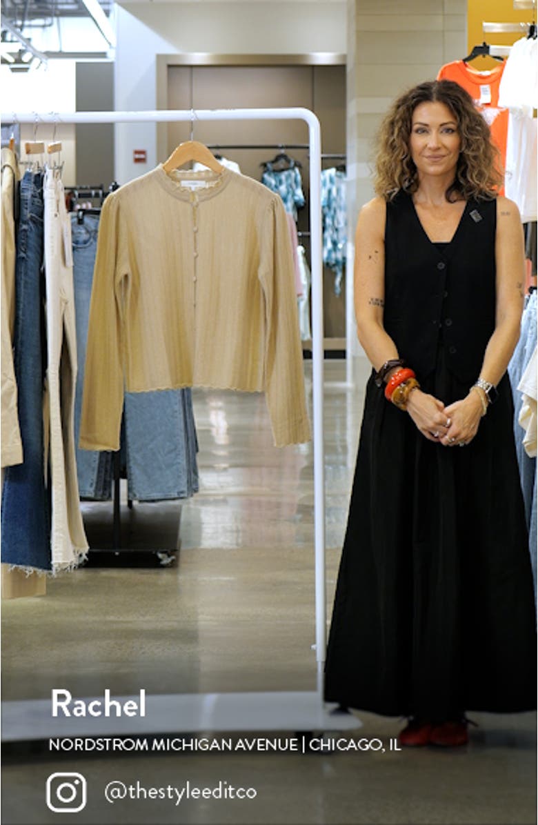 Ruffle Neck Pointelle Cashmere Cardigan, sales video thumbnail