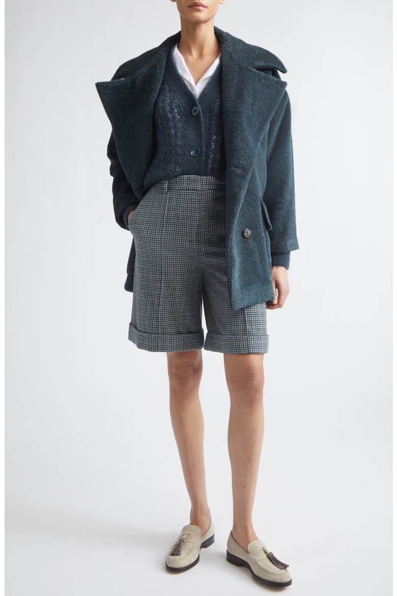 Double Breasted Alpaca & Virgin Wool Coat, Alternate, color, 178 DARK JADE