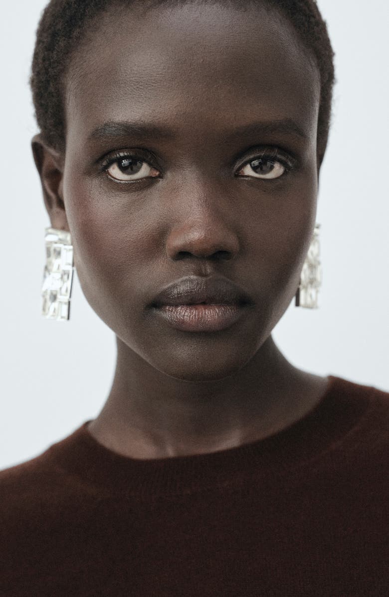 MANGO Selection Crewneck Wool Sweater, Alternate, color, Chocolate