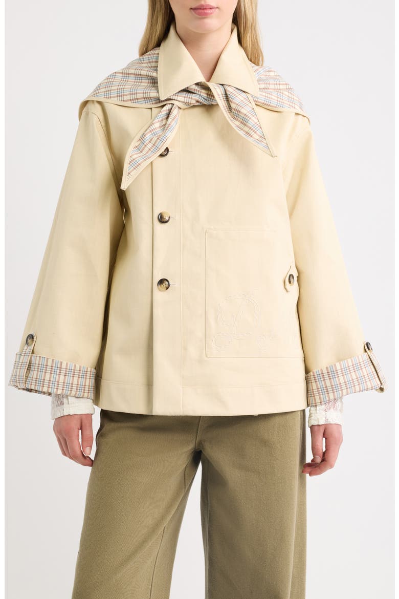 Jerry Reversible Crop Trench Coat, Alternate, color, STONE