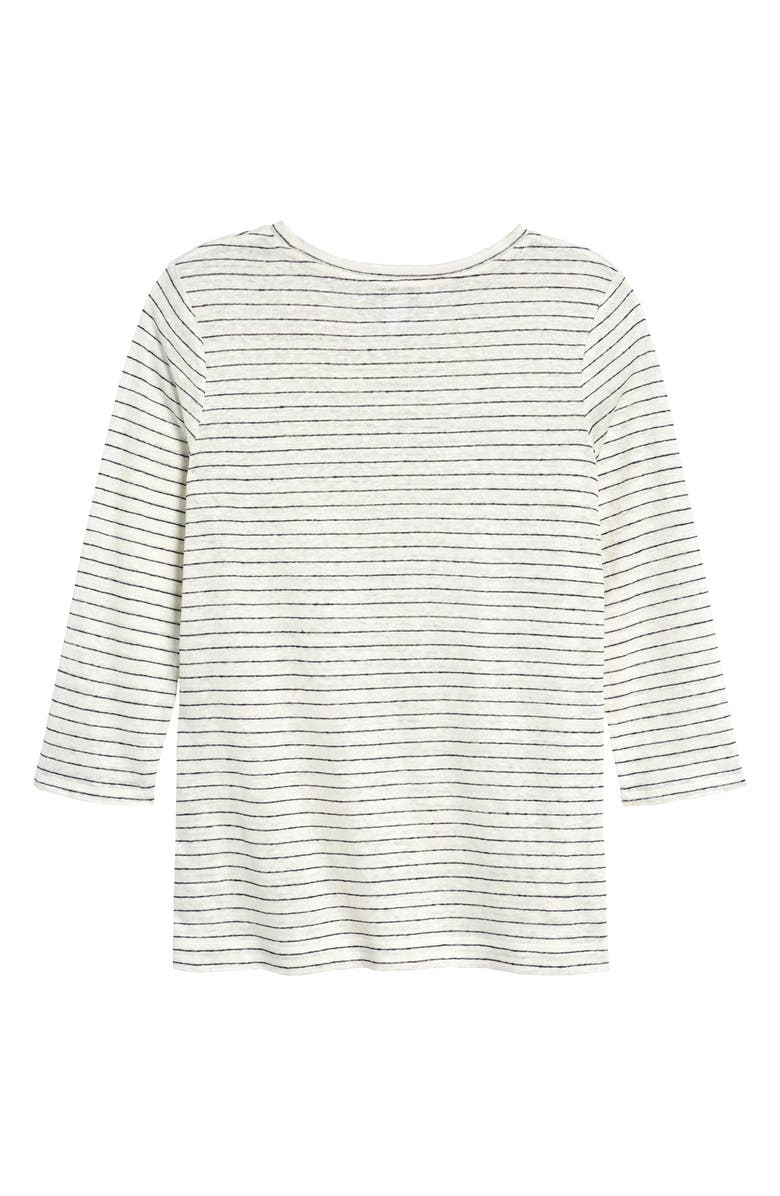 Nordstrom Signature Stripe Linen T-Shirt, Alternate, color, 