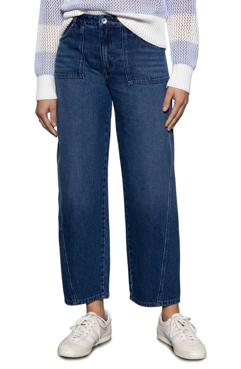 Sanctuary District High Waist Barrel Leg Ankle Jeans, Main, color, 