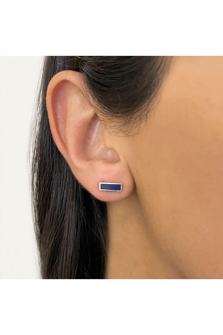 Lapis Bar Stud Earrings, Alternate, color, Blue