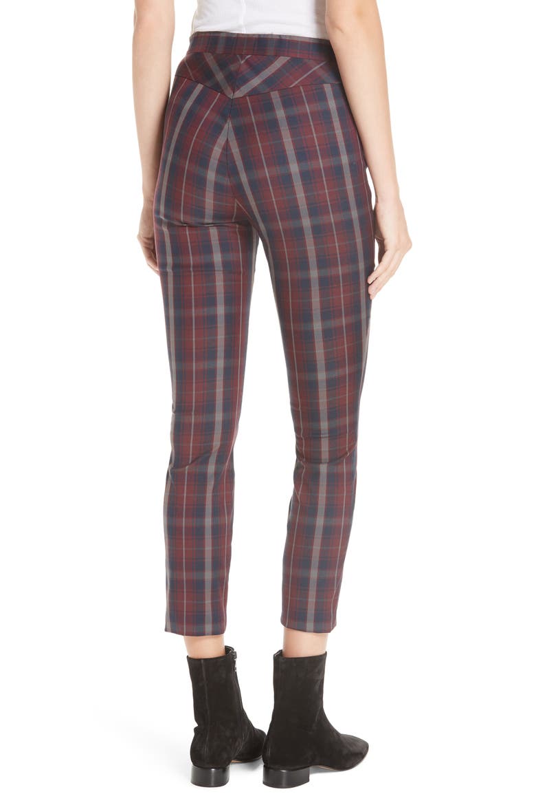 Simone Plaid Yoke Pants, Alternate, color, BURGUNDY PLAID